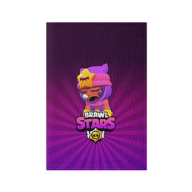 Обложка для паспорта матовая кожа с принтом brawl stars sandy в Санкт-Петербурге, натуральная матовая кожа | размер 19,3 х 13,7 см; прозрачные пластиковые крепления | Тематика изображения на принте: brawl stars | brawl stars sandy | legendary brawler | leon | leon shark | sandy | shark | stars | акула | бравл стар сэнди | леон акула | сенди | сэнди