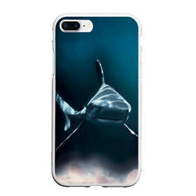 Чехол для iPhone 7Plus/8 Plus матовый с принтом акула в Санкт-Петербурге, Силикон | Область печати: задняя сторона чехла, без боковых панелей | fish | sea | shark | акула | водоросли | майки с морем | майки с прикольными рыбками | майки с рыбками | море | морская рыба | морские картинки | морские фото | прикольные рыбки | рыба | рыбка | хищная рыба