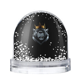 Снежный шар с принтом king в Санкт-Петербурге, Пластик | Изображение внутри шара печатается на глянцевой фотобумаге с двух сторон | для детей | для мальчиков | для мужиков | для мужчин | для парней | корона | медведь | россия | царь | черная