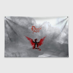 Флаг-баннер с принтом Dragon Age в Санкт-Петербурге, 100% полиэстер | размер 67 х 109 см, плотность ткани — 95 г/м2; по краям флага есть четыре люверса для крепления | Тематика изображения на принте: dragon age | дракон | дрегон эйдж | игра | серый страж