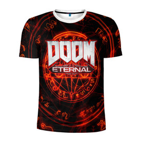 Мужская футболка 3D спортивная с принтом DOOM в Санкт-Петербурге, 100% полиэстер с улучшенными характеристиками | приталенный силуэт, круглая горловина, широкие плечи, сужается к линии бедра | doom | doom eternal | дум