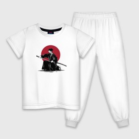 Детская пижама хлопок с принтом Японский самурай, Самурай в Санкт-Петербурге, 100% хлопок |  брюки и футболка прямого кроя, без карманов, на брюках мягкая резинка на поясе и по низу штанин
 | Тематика изображения на принте: 