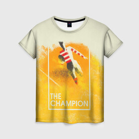 Женская футболка 3D с принтом Регби. The Champion в Санкт-Петербурге, 100% полиэфир ( синтетическое хлопкоподобное полотно) | прямой крой, круглый вырез горловины, длина до линии бедер | champion | rugby | винтаж | регби | ретро | спорт | футбол | чемпион