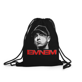 Рюкзак-мешок 3D с принтом Eminem в Санкт-Петербурге, 100% полиэстер | плотность ткани — 200 г/м2, размер — 35 х 45 см; лямки — толстые шнурки, застежка на шнуровке, без карманов и подкладки | Тематика изображения на принте: eminem | evil | ken kaniff | marshall bruce mathers iii | mm | rap | slim shady | маршалл брюс мэтерс iii | рэп | рэп рок | хип хоп | хорроркор | эминем