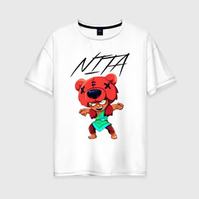 Женская футболка хлопок Oversize с принтом Nita в Санкт-Петербурге, 100% хлопок | свободный крой, круглый ворот, спущенный рукав, длина до линии бедер
 | brawl | games | leon | nita | stars | игры | леон | нита