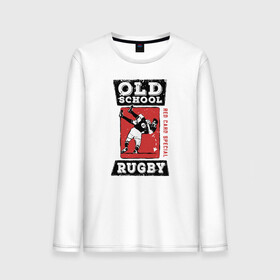 Мужской лонгслив хлопок с принтом Old School Rugby в Санкт-Петербурге, 100% хлопок |  | rugby | регби | спорт | футбол