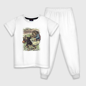 Детская пижама хлопок с принтом English Rugby в Санкт-Петербурге, 100% хлопок |  брюки и футболка прямого кроя, без карманов, на брюках мягкая резинка на поясе и по низу штанин
 | rugby | регби | спорт | футбол