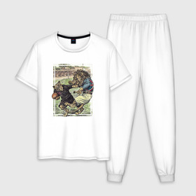 Мужская пижама хлопок с принтом English Rugby в Санкт-Петербурге, 100% хлопок | брюки и футболка прямого кроя, без карманов, на брюках мягкая резинка на поясе и по низу штанин
 | rugby | регби | спорт | футбол