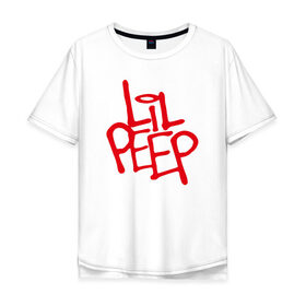 Мужская футболка хлопок Oversize с принтом LiL PEEP (НА СПИНЕ) в Санкт-Петербурге, 100% хлопок | свободный крой, круглый ворот, “спинка” длиннее передней части | lil peep | lil prince | pink | зарубежная музыка | лил пип | маленький принц