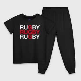 Детская пижама хлопок с принтом Rugby. Регби в Санкт-Петербурге, 100% хлопок |  брюки и футболка прямого кроя, без карманов, на брюках мягкая резинка на поясе и по низу штанин
 | Тематика изображения на принте: 