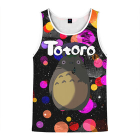 Мужская майка 3D с принтом Totoro в Санкт-Петербурге, 100% полиэстер | круглая горловина, приталенный силуэт, длина до линии бедра. Пройма и горловина окантованы тонкой бейкой | japan | my neighbor totoro | neighbor totoro | totoro | мой сосед тоторо | сосед тоторо | тоторо | япония