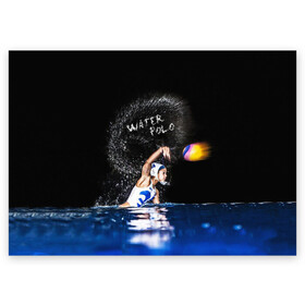 Поздравительная открытка с принтом Water polo в Санкт-Петербурге, 100% бумага | плотность бумаги 280 г/м2, матовая, на обратной стороне линовка и место для марки
 | Тематика изображения на принте: polo | water polo | вода | водное поло | водный спорт | плавание | пловец | поло | спорт