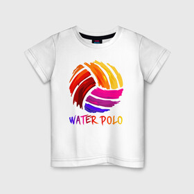 Детская футболка хлопок с принтом Мяч для водного поло в Санкт-Петербурге, 100% хлопок | круглый вырез горловины, полуприлегающий силуэт, длина до линии бедер | polo | water polo | вода | водное поло | водный спорт | плавание | пловец | поло | спорт