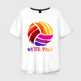 Мужская футболка хлопок Oversize с принтом Мяч для водного поло в Санкт-Петербурге, 100% хлопок | свободный крой, круглый ворот, “спинка” длиннее передней части | polo | water polo | вода | водное поло | водный спорт | плавание | пловец | поло | спорт