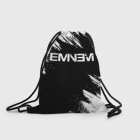 Рюкзак-мешок 3D с принтом EMINEM в Санкт-Петербурге, 100% полиэстер | плотность ткани — 200 г/м2, размер — 35 х 45 см; лямки — толстые шнурки, застежка на шнуровке, без карманов и подкладки | Тематика изображения на принте: eminem | rap | маршалл | музыка | музыкант | песни | реп | рэп | рэпер | хип хоп | эминем