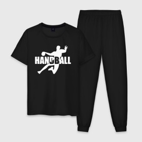 Мужская пижама хлопок с принтом Гандболист в Санкт-Петербурге, 100% хлопок | брюки и футболка прямого кроя, без карманов, на брюках мягкая резинка на поясе и по низу штанин
 | hand ball | handball | play | игра | игра в ганбол | игра с мячом | мяч | руки | футбол