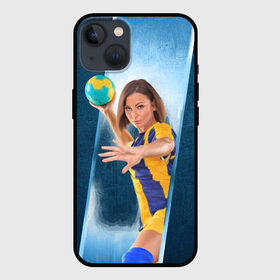 Чехол для iPhone 13 с принтом Гандболистка в Санкт-Петербурге,  |  | hand ball | handball | play | игра | игра в ганбол | игра с мячом | мяч | руки | футбол