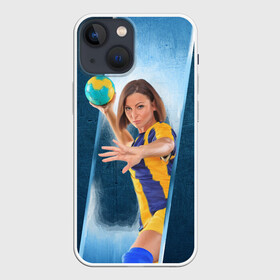 Чехол для iPhone 13 mini с принтом Гандболистка в Санкт-Петербурге,  |  | hand ball | handball | play | игра | игра в ганбол | игра с мячом | мяч | руки | футбол