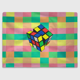 Плед 3D с принтом Кубик Рубика в Санкт-Петербурге, 100% полиэстер | закругленные углы, все края обработаны. Ткань не мнется и не растягивается | игра | интеллект | куб | кубик | рубик | ум