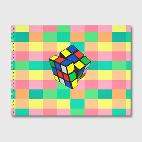 Альбом для рисования с принтом Кубик Рубика в Санкт-Петербурге, 100% бумага
 | матовая бумага, плотность 200 мг. | Тематика изображения на принте: игра | интеллект | куб | кубик | рубик | ум