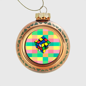Стеклянный ёлочный шар с принтом Кубик Рубика в Санкт-Петербурге, Стекло | Диаметр: 80 мм | Тематика изображения на принте: игра | интеллект | куб | кубик | рубик | ум