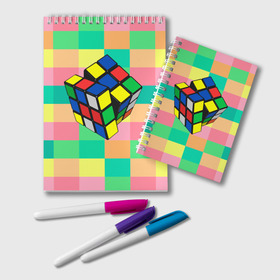 Блокнот с принтом Кубик Рубика в Санкт-Петербурге, 100% бумага | 48 листов, плотность листов — 60 г/м2, плотность картонной обложки — 250 г/м2. Листы скреплены удобной пружинной спиралью. Цвет линий — светло-серый
 | игра | интеллект | куб | кубик | рубик | ум