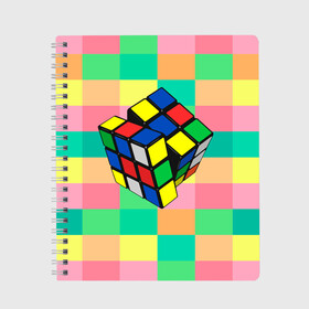 Тетрадь с принтом Кубик Рубика в Санкт-Петербурге, 100% бумага | 48 листов, плотность листов — 60 г/м2, плотность картонной обложки — 250 г/м2. Листы скреплены сбоку удобной пружинной спиралью. Уголки страниц и обложки скругленные. Цвет линий — светло-серый
 | игра | интеллект | куб | кубик | рубик | ум