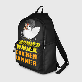 Рюкзак 3D с принтом Winner Chicken Dinner в Санкт-Петербурге, 100% полиэстер | лямки с регулируемой длиной, сверху петелька, чтобы рюкзак можно было повесить на вешалку. Основное отделение закрывается на молнию, как и внешний карман. Внутри два дополнительных кармана, один из которых закрывается на молнию. По бокам два дополнительных кармашка | asia | battle | chicken | dinner | duo | epic | guide | lucky | map | miramar | mobile | mortal | pro | royale | solo | winner | битва | лут | пабг | пубг | стрим | топ