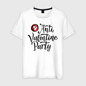 Мужская футболка хлопок с принтом Anti Valentine Party в Санкт-Петербурге, 100% хлопок | прямой крой, круглый вырез горловины, длина до линии бедер, слегка спущенное плечо. | Тематика изображения на принте: 14 февраля | антивалентин | день святого  валентина | любовь | подарок