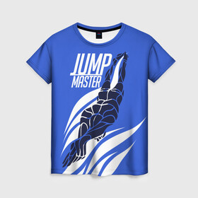 Женская футболка 3D с принтом Jump master в Санкт-Петербурге, 100% полиэфир ( синтетическое хлопкоподобное полотно) | прямой крой, круглый вырез горловины, длина до линии бедер | cliff diving | dive | diving | swimming | плавание | прыжки в воду | спорт