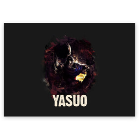 Поздравительная открытка с принтом Yasuo в Санкт-Петербурге, 100% бумага | плотность бумаги 280 г/м2, матовая, на обратной стороне линовка и место для марки
 | jinx | kda | league | lol | moba | pentakill | riot | rise | rus | skins | варвик | варус | воин | легенд | лига | лол | маг | стрелок | танк | чемпион