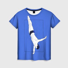 Женская футболка 3D с принтом Dive в Санкт-Петербурге, 100% полиэфир ( синтетическое хлопкоподобное полотно) | прямой крой, круглый вырез горловины, длина до линии бедер | cliff diving | dive | diving | swimming | плавание | прыжки в воду | спорт