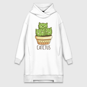 Платье-худи хлопок с принтом Кактус Котики в Санкт-Петербурге,  |  | cacti | cactus | cat | kitty | plants | кактус | кот | котики | кошка | растения | цветы