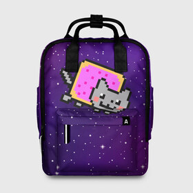 Женский рюкзак 3D с принтом Nyan Cat в Санкт-Петербурге, 100% полиэстер | лямки с регулируемой длиной, сверху ручки, чтобы рюкзак нести как сумку. Основное отделение закрывается на молнию, как и внешний карман. Внутри два дополнительных кармана, один из которых закрывается на молнию. По бокам два дополнительных кармашка, куда поместится маленькая бутылочка
 | Тематика изображения на принте: cat | meme | nyan cat | space | youtube | животное | звезды | интернет | космос | кошка | мем | прикол | радуга | юмор | ютуб