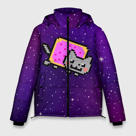 Мужская зимняя куртка 3D с принтом Nyan Cat в Санкт-Петербурге, верх — 100% полиэстер; подкладка — 100% полиэстер; утеплитель — 100% полиэстер | длина ниже бедра, свободный силуэт Оверсайз. Есть воротник-стойка, отстегивающийся капюшон и ветрозащитная планка. 

Боковые карманы с листочкой на кнопках и внутренний карман на молнии. | Тематика изображения на принте: cat | meme | nyan cat | space | youtube | животное | звезды | интернет | космос | кошка | мем | прикол | радуга | юмор | ютуб