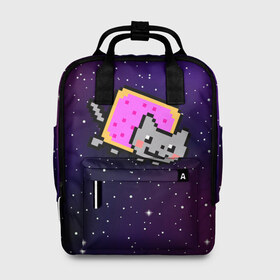Женский рюкзак 3D с принтом Nyan Cat в Санкт-Петербурге, 100% полиэстер | лямки с регулируемой длиной, сверху ручки, чтобы рюкзак нести как сумку. Основное отделение закрывается на молнию, как и внешний карман. Внутри два дополнительных кармана, один из которых закрывается на молнию. По бокам два дополнительных кармашка, куда поместится маленькая бутылочка
 | cat | meme | nyan cat | space | youtube | животное | звезды | интернет | космос | кошка | мем | прикол | радуга | юмор | ютуб