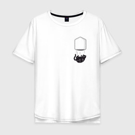 Мужская футболка хлопок Oversize с принтом Кот в Санкт-Петербурге, 100% хлопок | свободный крой, круглый ворот, “спинка” длиннее передней части | забавная | карман | кот