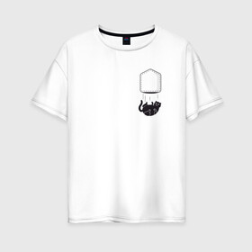 Женская футболка хлопок Oversize с принтом Кот в Санкт-Петербурге, 100% хлопок | свободный крой, круглый ворот, спущенный рукав, длина до линии бедер
 | забавная | карман | кот