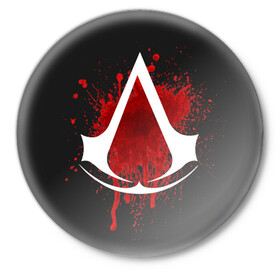 Значок с принтом Assassins Creed в Санкт-Петербурге,  металл | круглая форма, металлическая застежка в виде булавки | анимус | ассасина | дезмонд | кредо | крестовый | майлс | тамплиер