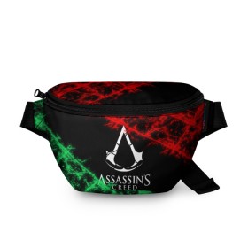 Поясная сумка 3D с принтом Assassins Creed в Санкт-Петербурге, 100% полиэстер | плотная ткань, ремень с регулируемой длиной, внутри несколько карманов для мелочей, основное отделение и карман с обратной стороны сумки застегиваются на молнию | 