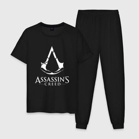 Мужская пижама хлопок с принтом Assassins Creed в Санкт-Петербурге, 100% хлопок | брюки и футболка прямого кроя, без карманов, на брюках мягкая резинка на поясе и по низу штанин
 | Тематика изображения на принте: mmorpg | rogue | асасин | асассин | ассасин крид | ассассин