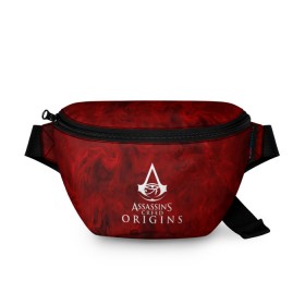 Поясная сумка 3D с принтом Assassin’s Creed Origins в Санкт-Петербурге, 100% полиэстер | плотная ткань, ремень с регулируемой длиной, внутри несколько карманов для мелочей, основное отделение и карман с обратной стороны сумки застегиваются на молнию | 