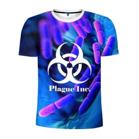 Мужская футболка 3D спортивная с принтом PLAGUE INC. в Санкт-Петербурге, 100% полиэстер с улучшенными характеристиками | приталенный силуэт, круглая горловина, широкие плечи, сужается к линии бедра | Тематика изображения на принте: molecule | plague inc | абстракция | бактерии | вирус | клетки | медицина | микробы | молекулы | наука | нейрон | нейроны | планета | текстура | текстуры | формула