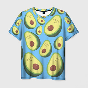 Мужская футболка 3D с принтом Авокадо паттерн в Санкт-Петербурге, 100% полиэфир | прямой крой, круглый вырез горловины, длина до линии бедер | Тематика изображения на принте: avocado | vegan | vegetarian | авокадо | веган | вегетарианство