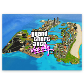 Поздравительная открытка с принтом GRAND THEFT AUTO:VICE CITY в Санкт-Петербурге, 100% бумага | плотность бумаги 280 г/м2, матовая, на обратной стороне линовка и место для марки
 | grand theft auto 2 | grand theft auto 3 | grand theft auto v | grand theft auto: san andreas | grand theft auto: vice city | gta 5 | gta online | gta v | город | игры