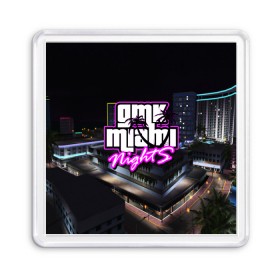 Магнит 55*55 с принтом GTA MIAMI NIGHTS в Санкт-Петербурге, Пластик | Размер: 65*65 мм; Размер печати: 55*55 мм | Тематика изображения на принте: grand theft auto 2 | grand theft auto 3 | grand theft auto v | grand theft auto: san andreas | grand theft auto: vice city | gta 5 | gta online | gta v | город | игры