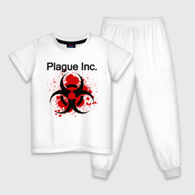 Детская пижама хлопок с принтом Plague Inc в Санкт-Петербурге, 100% хлопок |  брюки и футболка прямого кроя, без карманов, на брюках мягкая резинка на поясе и по низу штанин
 | inc | ndemic creations | plague | plague inc | биологический симулятор | игра | чума | чума инкорпорейтед