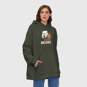 Худи SuperOversize хлопок с принтом We bare bears в Санкт-Петербурге, 70% хлопок, 30% полиэстер, мягкий начес внутри | карман-кенгуру, эластичная резинка на манжетах и по нижней кромке, двухслойный капюшон
 | Тематика изображения на принте: grizzly | ice bear | panda | the three bare bears | vdzajul | we bare bears | белый | вся правда о медведях | гризли | панда | правда