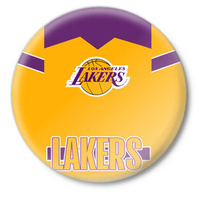 Значок с принтом Los Angeles Lakers  в Санкт-Петербурге,  металл | круглая форма, металлическая застежка в виде булавки | Тематика изображения на принте: angeles | bryant | kobe | lakers | los | баскетбольный | клуб