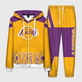 Мужской костюм 3D с принтом Los Angeles Lakers в Санкт-Петербурге, 100% полиэстер | Манжеты и пояс оформлены тканевой резинкой, двухслойный капюшон со шнурком для регулировки, карманы спереди | angeles | bryant | kobe | lakers | los | баскетбольный | клуб